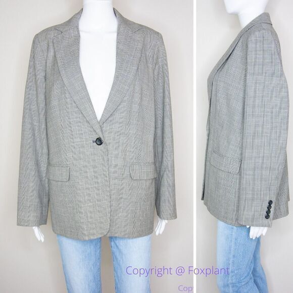Pendleton women's 100% wool plaid‎ windowpane blazer, size 14 - Picture 1 of 16